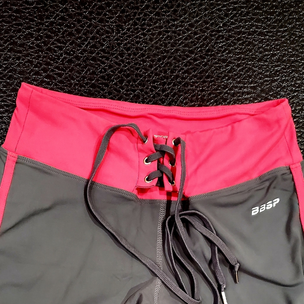 Bebe Sport Logo Grafite/Rouge Lace-up Pants - Size XS/S ( 31" inseam) - Picture 4 of 5